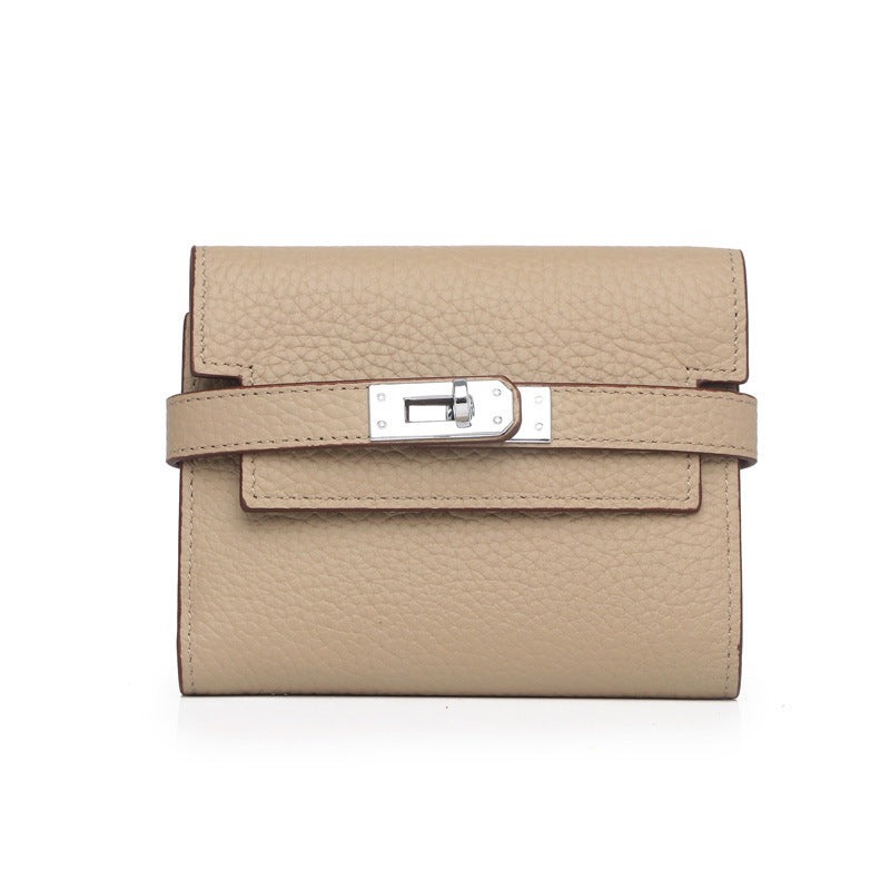 Women's Fashion Classic Lychee Pattern Cowhide Clutch Ladies Wallets