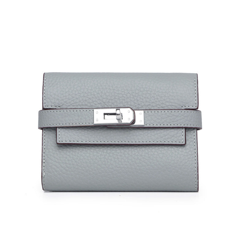 Women's Fashion Classic Lychee Pattern Cowhide Clutch Ladies Wallets