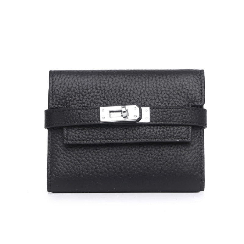 Women's Fashion Classic Lychee Pattern Cowhide Clutch Ladies Wallets