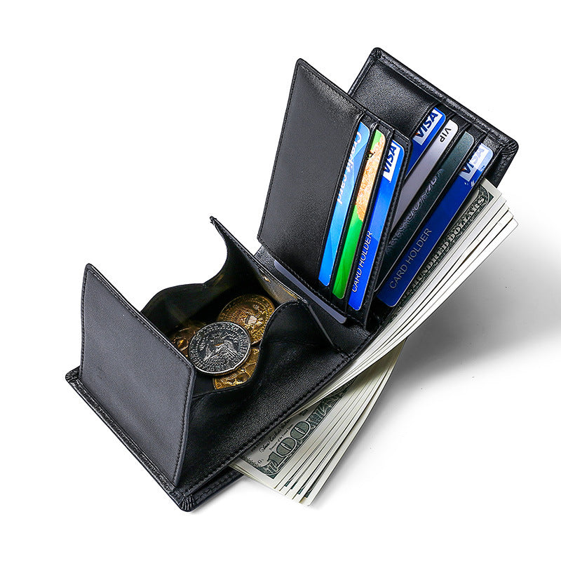 Men's First Layer Cowhide Leather Off Short Men's Wallets