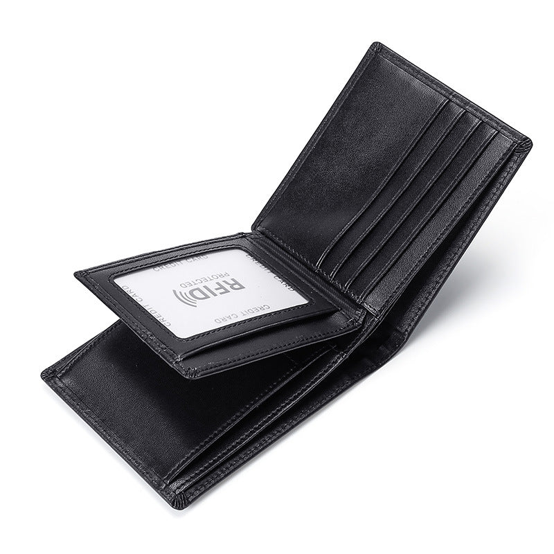 Men's First Layer Cowhide Leather Off Short Men's Wallets