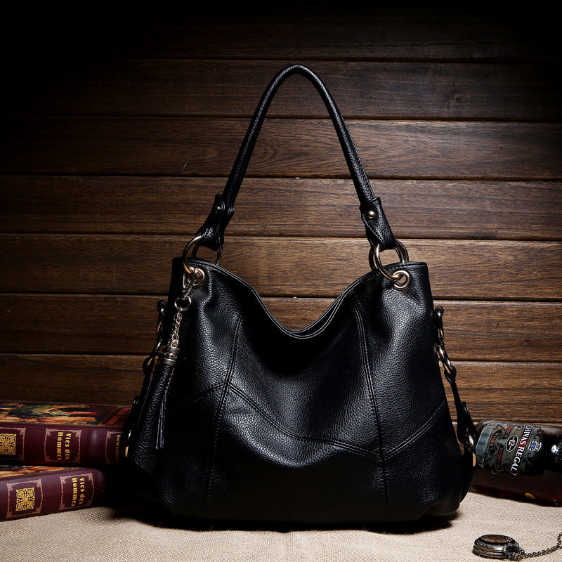 Women's Hand-held Soft Leather Tassel Big Handbags