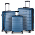 Luggage Suitcase 3 Piece Sets Hardside Carry-on luggage with Spinner Wheels 20"/24"/28" Dark Blue + ABS
