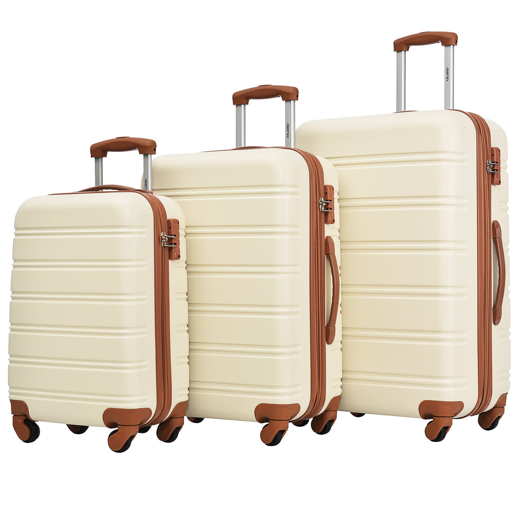 Antique White 3 Piece Luggage Set Hardside Spinner Suitcase with TSA Lock 20" 24' 28" Available