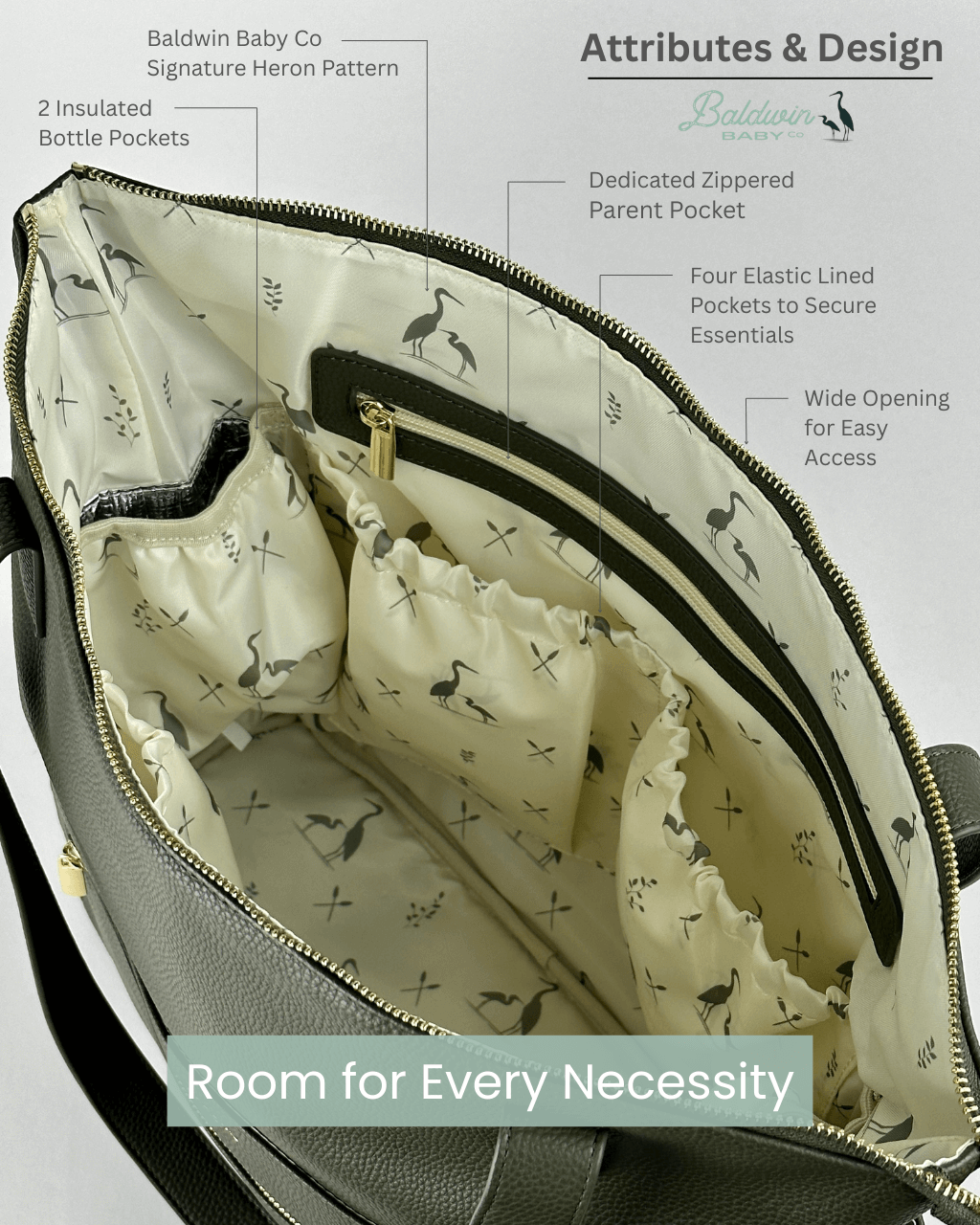 The Lillian Diaper Bag - Palmetto