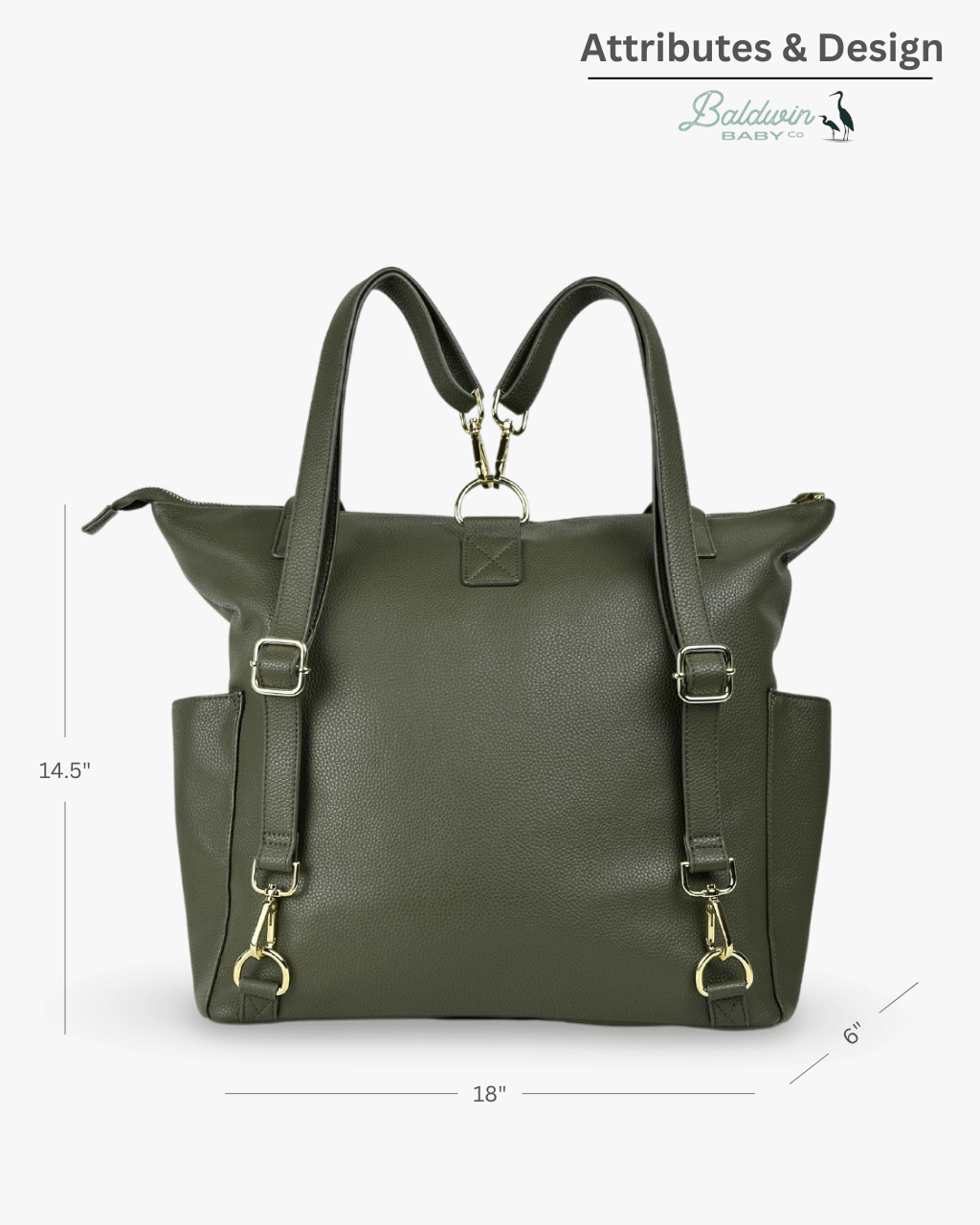 The Lillian Diaper Bag - Palmetto