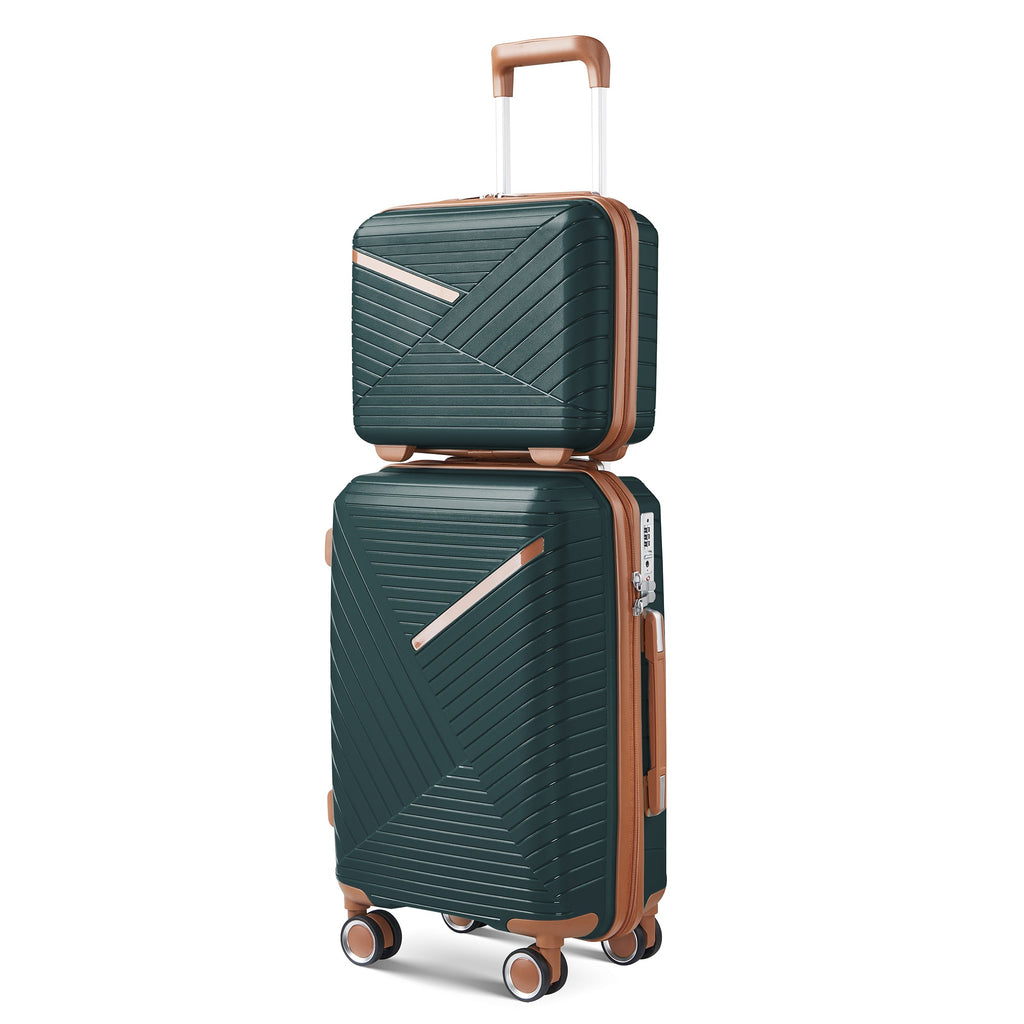 Luggage set of 4 pieces (14/20/24/28) with 4 360 degree silent rotating wheels made of PP material and durable TSA lock