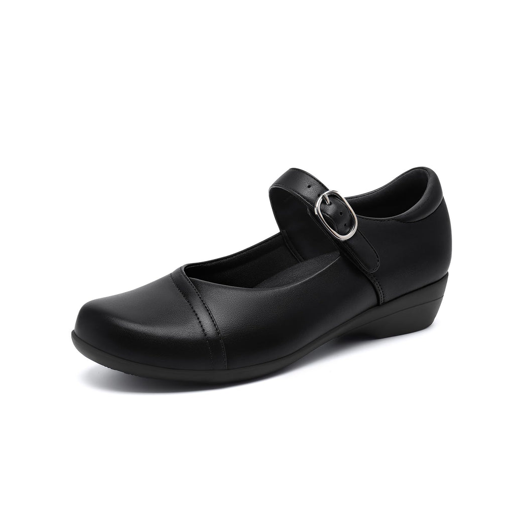 Mary Jane Flats for Women - Comfortable Round Toe Ballet Flats with Buckle Strap Work Shoes