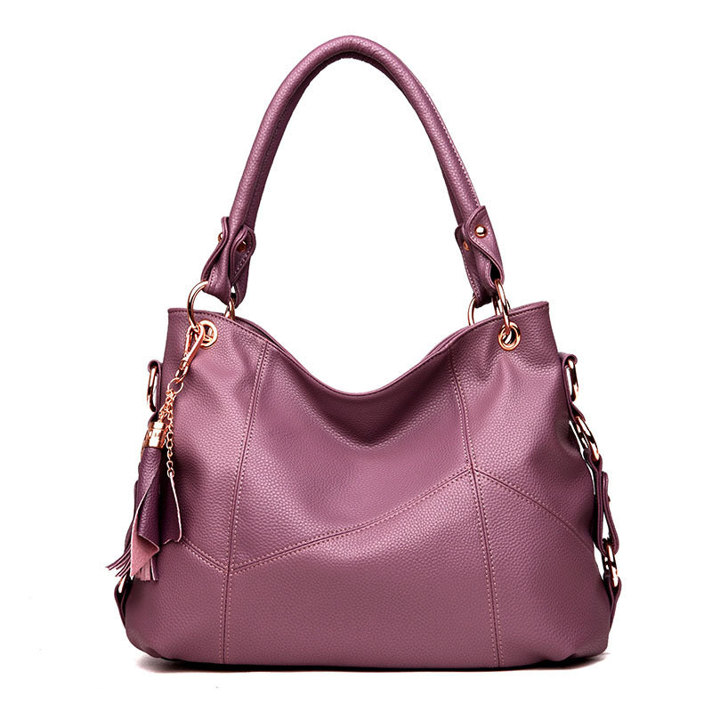 Women's Hand-held Soft Leather Tassel Big Handbags