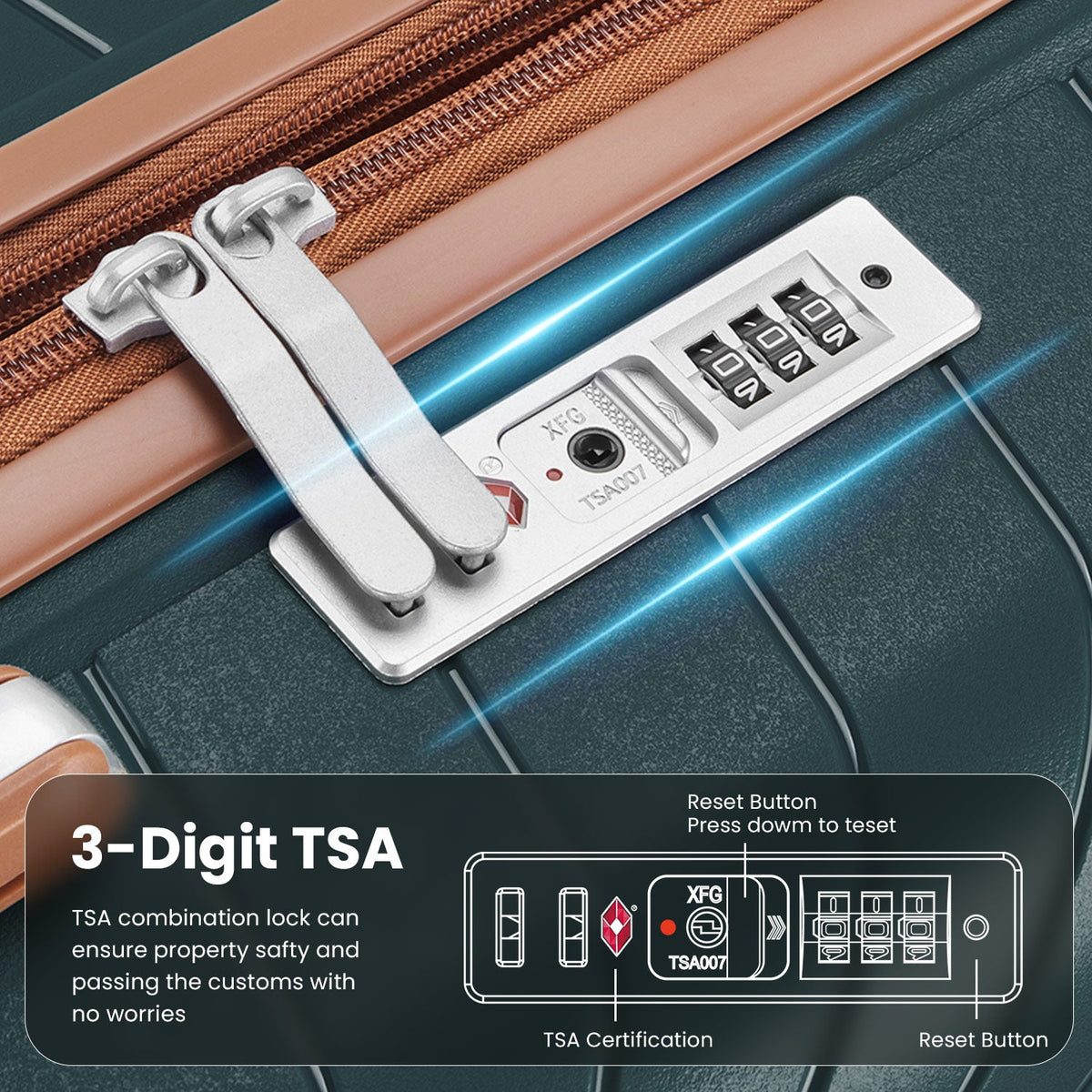Luggage set of 4 pieces (14/20/24/28) with 4 360 degree silent rotating wheels made of PP material and durable TSA lock