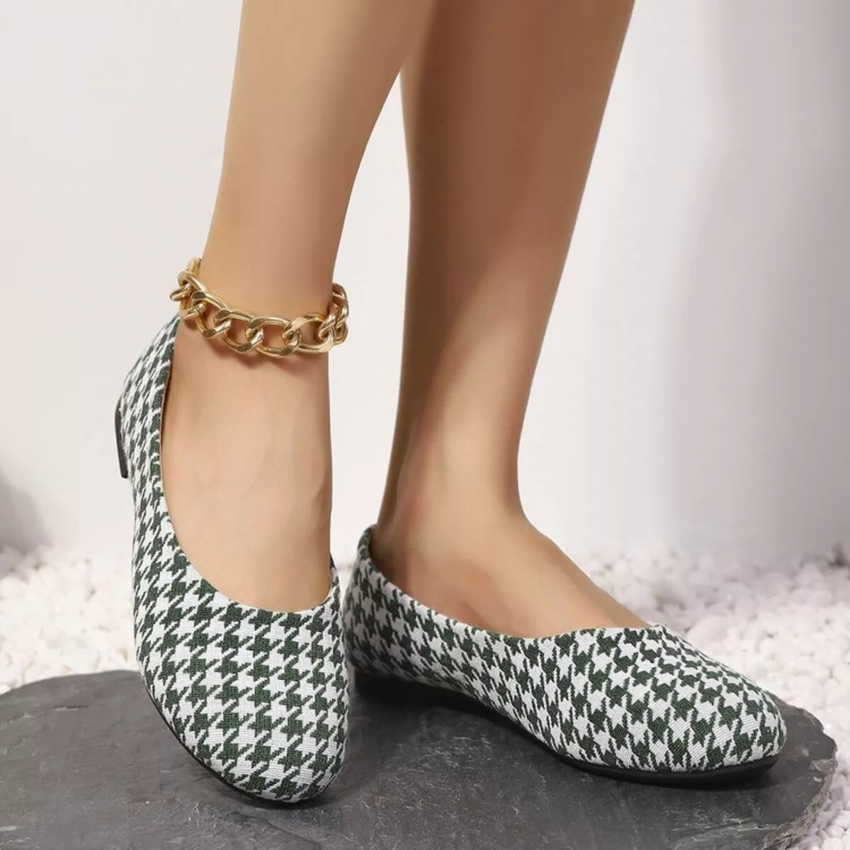 Houndstooth Pattern Slip-Ons