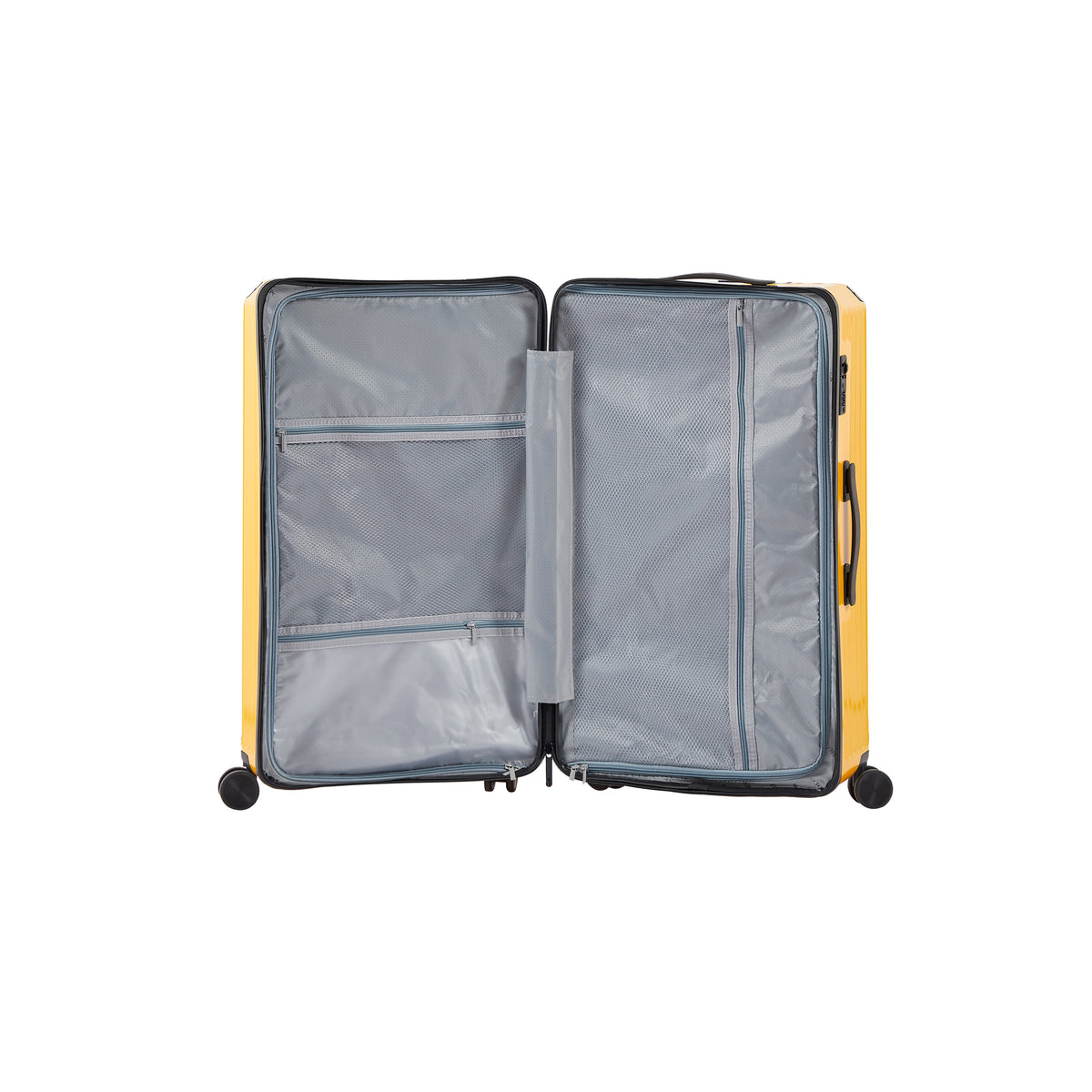 Luggage Set 4 pcs (20"/24"/29"/Travel Bag), PC+ABS Durable Lightweight Luggage with Collapsible Cup Holder TSA Lock, Yellow