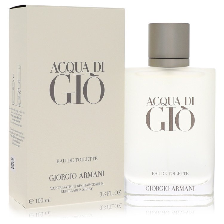 Acqua Di Gio by Giorgio Armani Eau De Toilette Spray Refillable 3.4 oz for Men