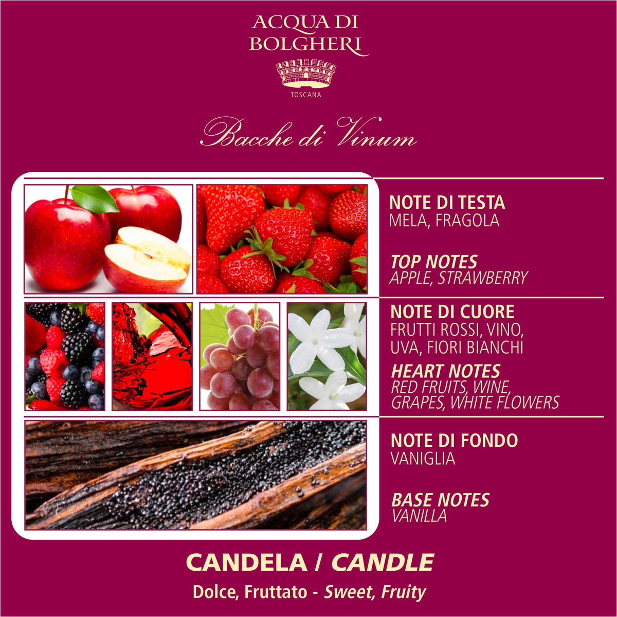 Acqua di Bolgheri Bacche di Vinum Soy Wax Perfumed Candle