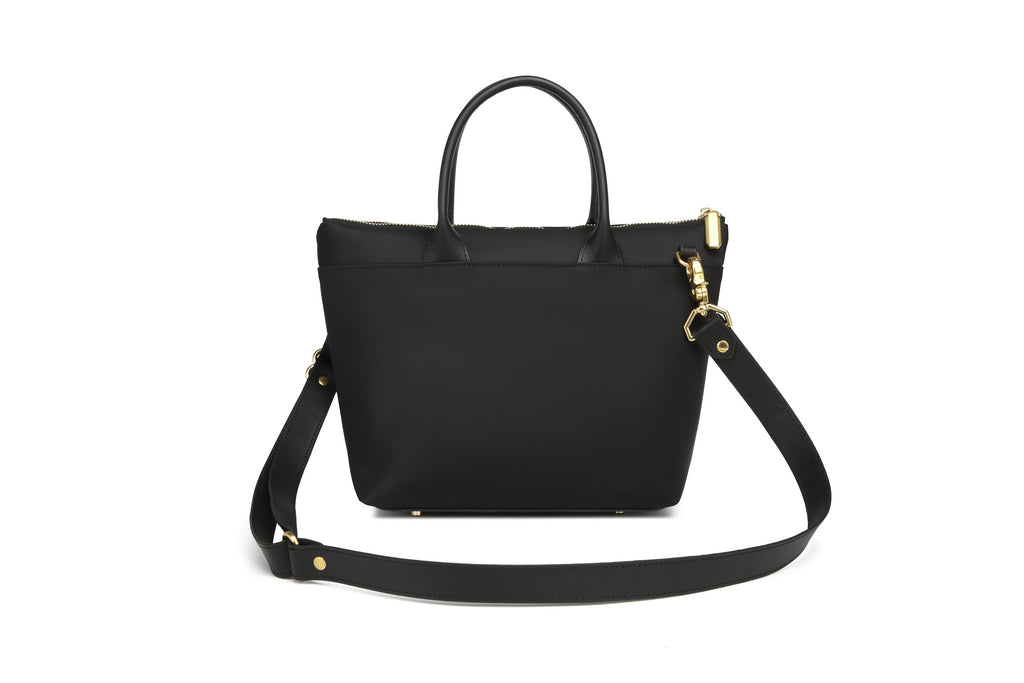 Dot Tote | Black Nylon + Black Leather