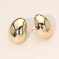Polished Metal Oval Clip On Earrings