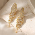 Crystal Rhinestone Pave Fringe Evening Clip on Earrings