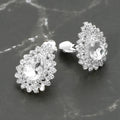 Teardrop Cluster Evening Clip On Earrings