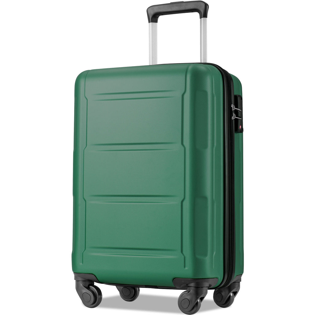 Expanable Spinner Wheel 2 Piece Luggage Set ABS Lightweight Suitcase with TSA Lock 20inch+24inch Green + Plastic