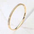 18K Gold Dipped Slim Rhinestone Accent Hinged Bangle Bracelet