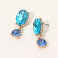 Oval Round Stone Link Dangle Evening Earrings