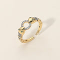 SECRET BOX_14K Gold Dipped Stone Paved Twin Snake Ring Accent Adjustable Ring