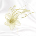 Feather Mesh Flower Hair Pinch Clip Brooch