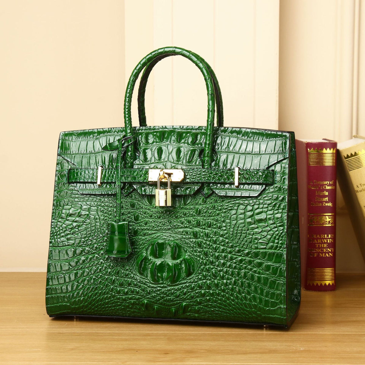 Women's Crocodile Leather Genuine Fashion Big Versatile Handbags