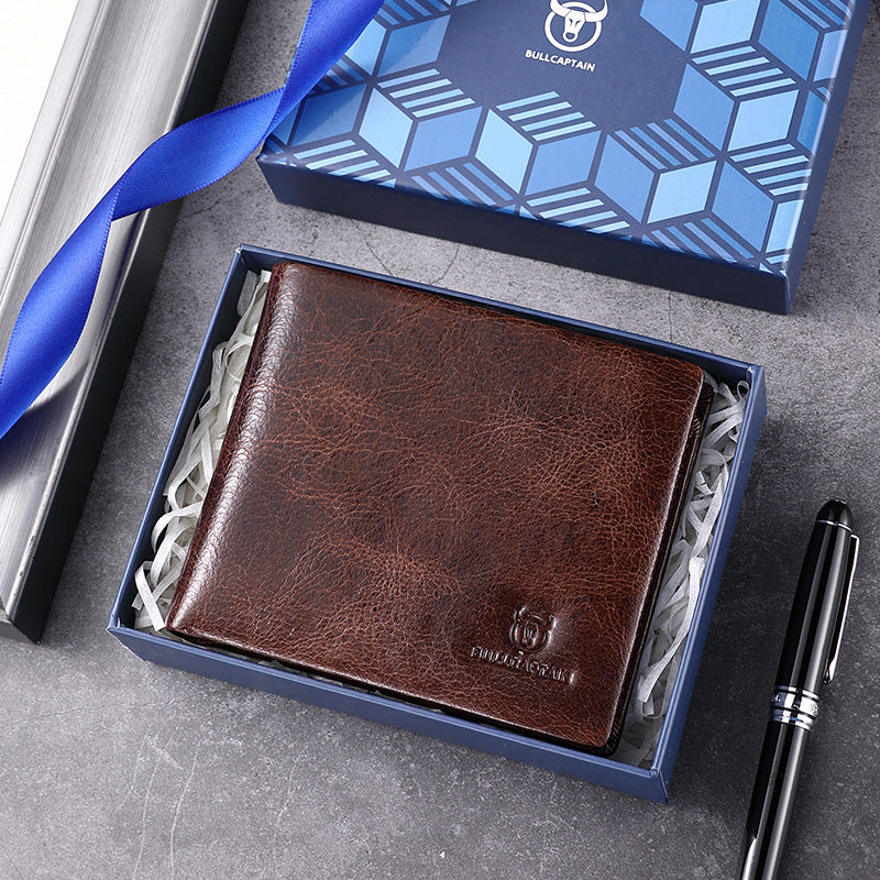 First Layer Cowhide Lightning Pattern Man's Men's Wallets