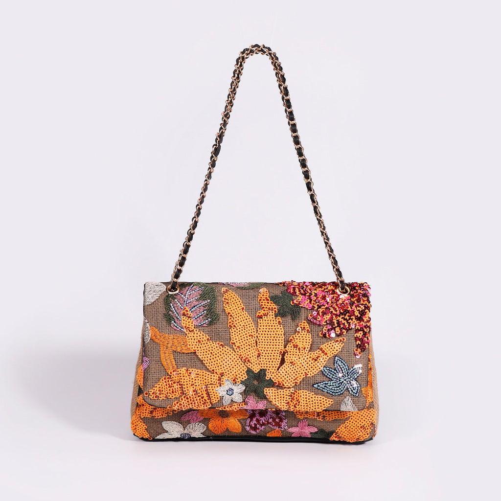 Embroidered Sequins Summer Niche Woven Straw High Bags