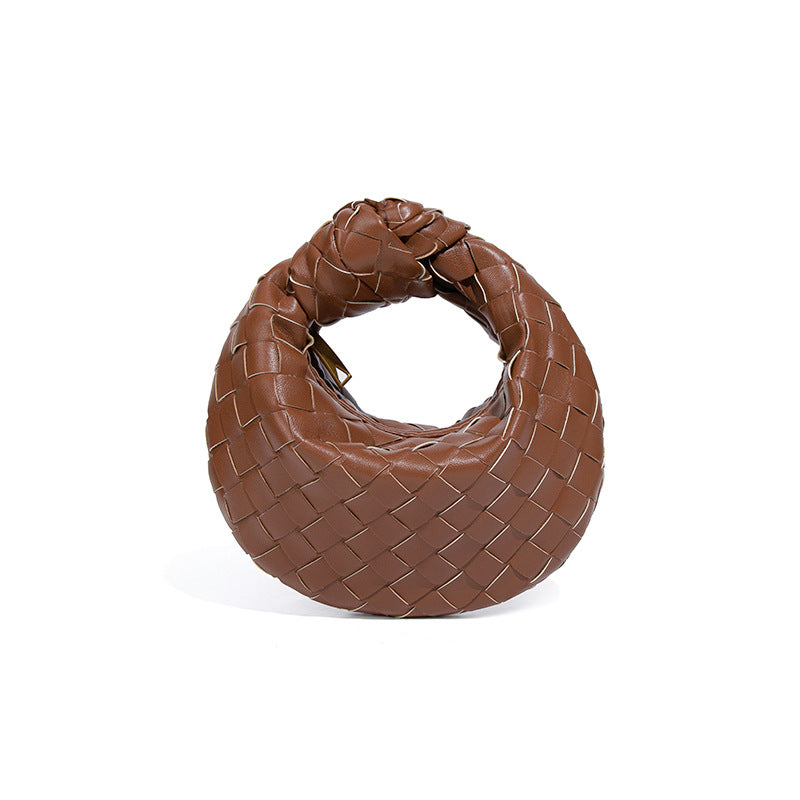 Women's Mini Woven Croissant Knotted Dumpling Convenient Handbags