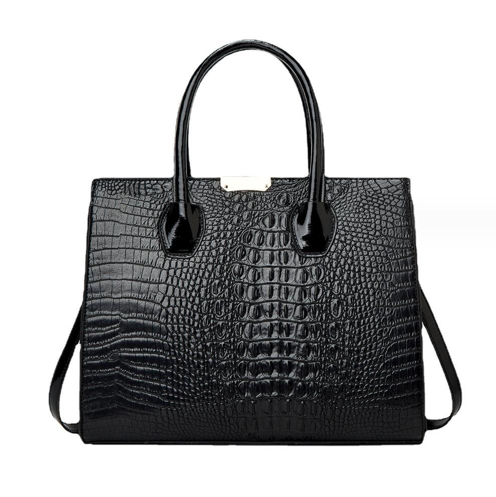 Fashionable Crocodile Texture Gradient Three-piece Large Shoulder Bags