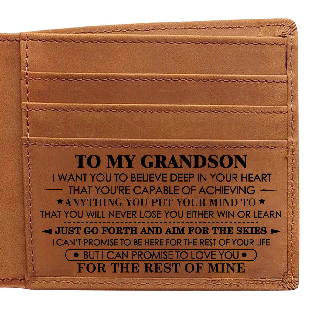 Men's Retro Crazy Horse Leather Genuine Laser Men's Wallets