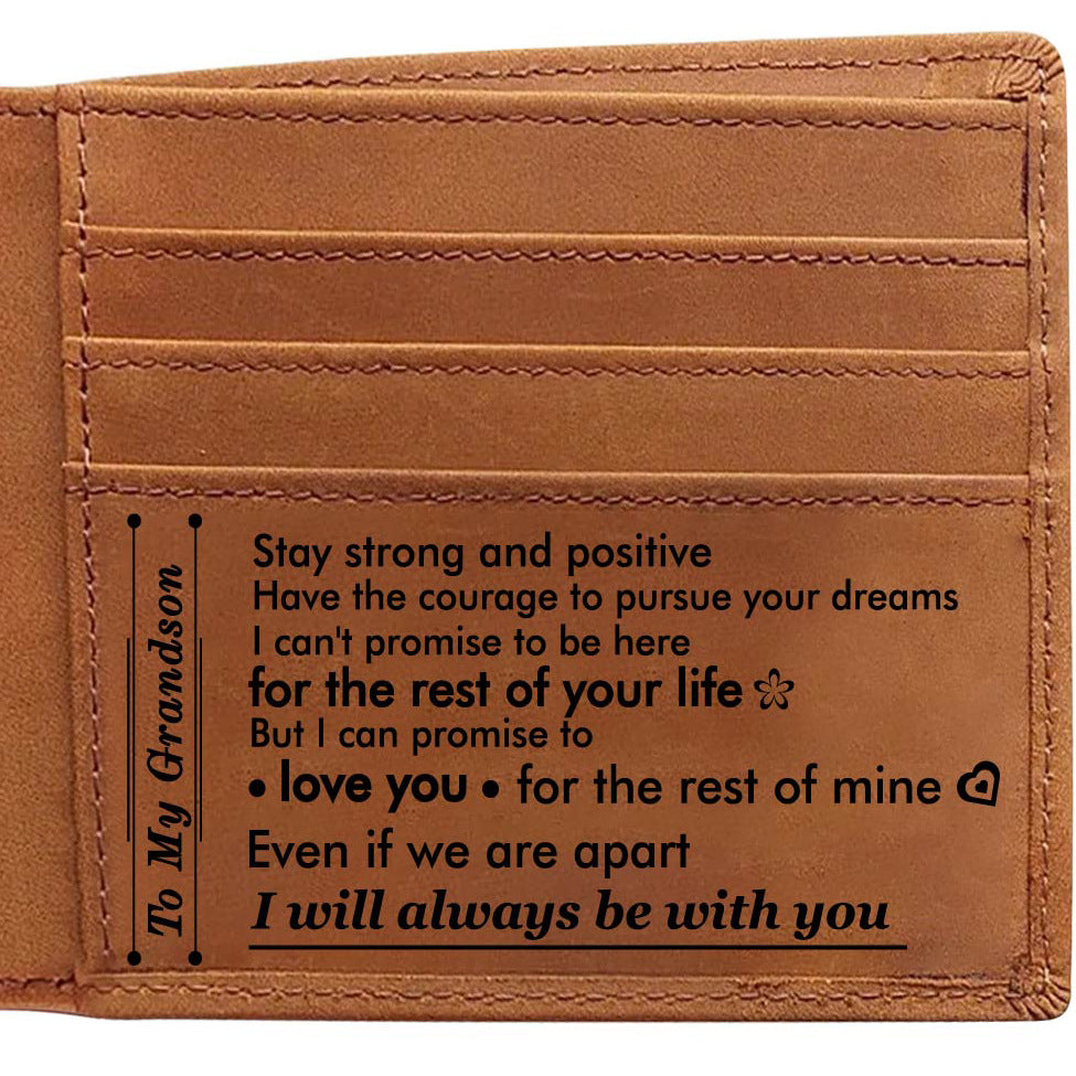 Men's Retro Crazy Horse Leather Genuine Laser Men's Wallets