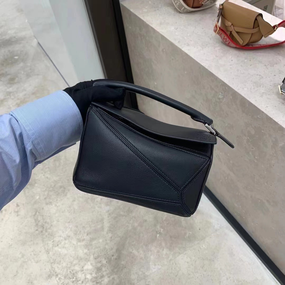 Women's Genuine Leather Portable Stitching Soft Pillow Bags