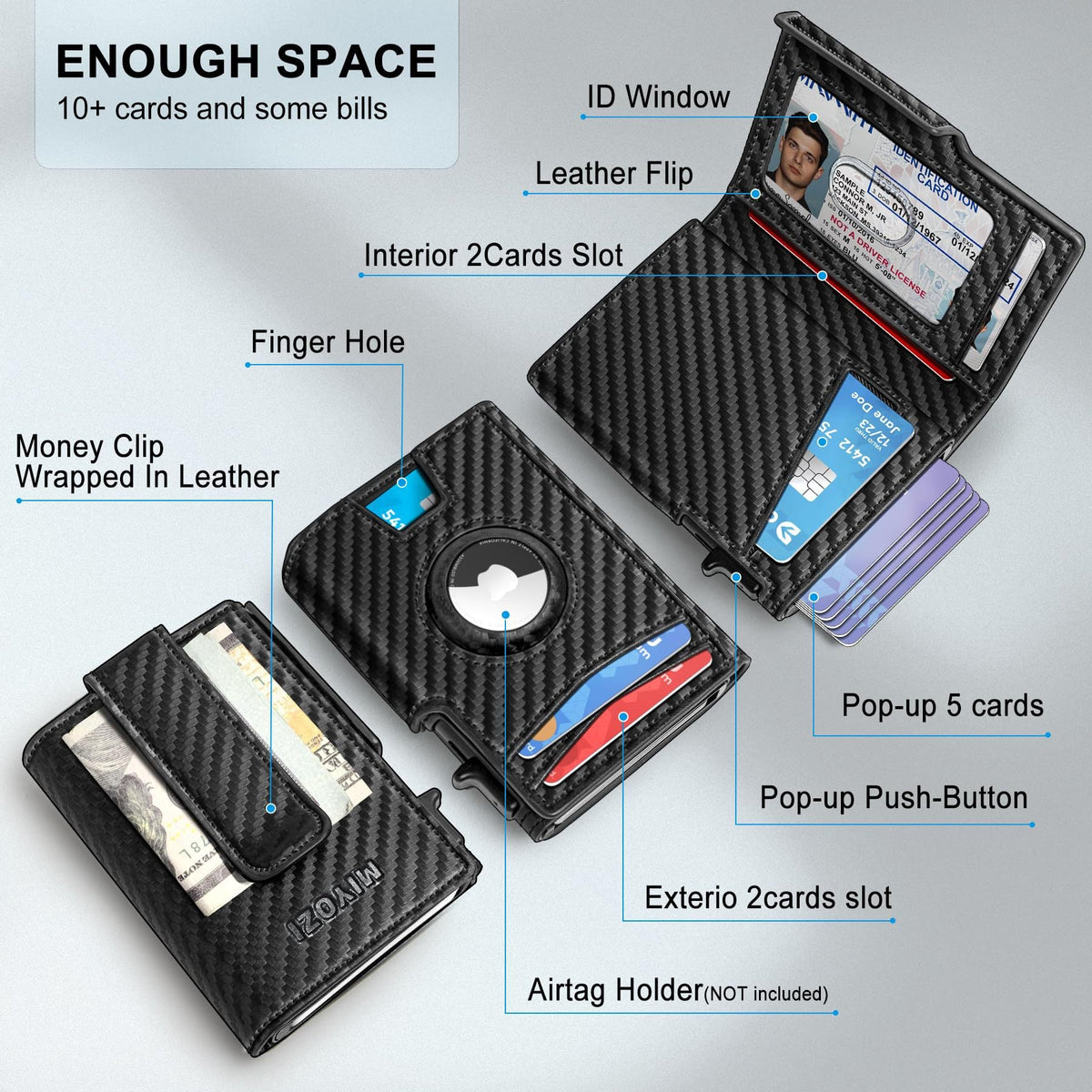 Men's Stylish Carbon Fiber Leather High-grade Men's Wallets