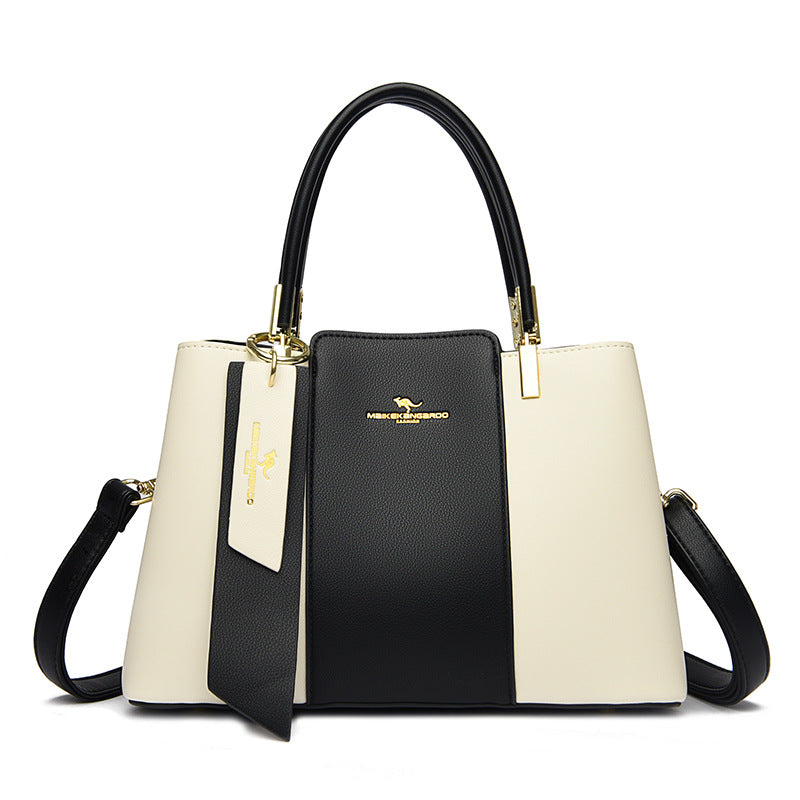 Women's Fashion Stitching Large Capacity Practical Temperament Handbags