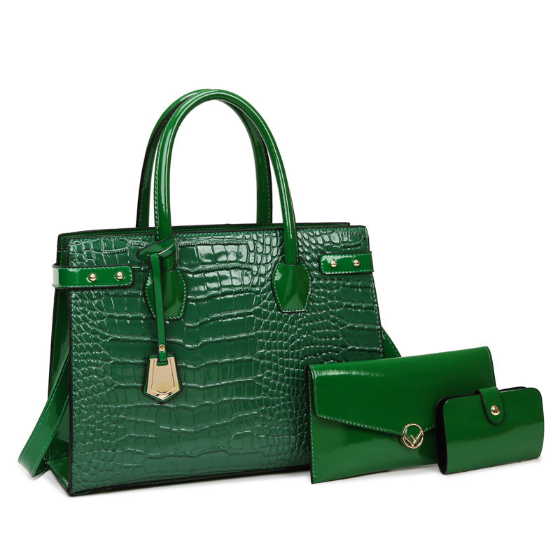 Retro Three-piece Set Mother Crocodile Texture Shoulder Bags