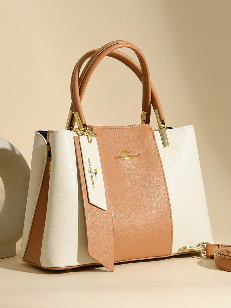 Women's Fashion Stitching Large Capacity Practical Temperament Handbags