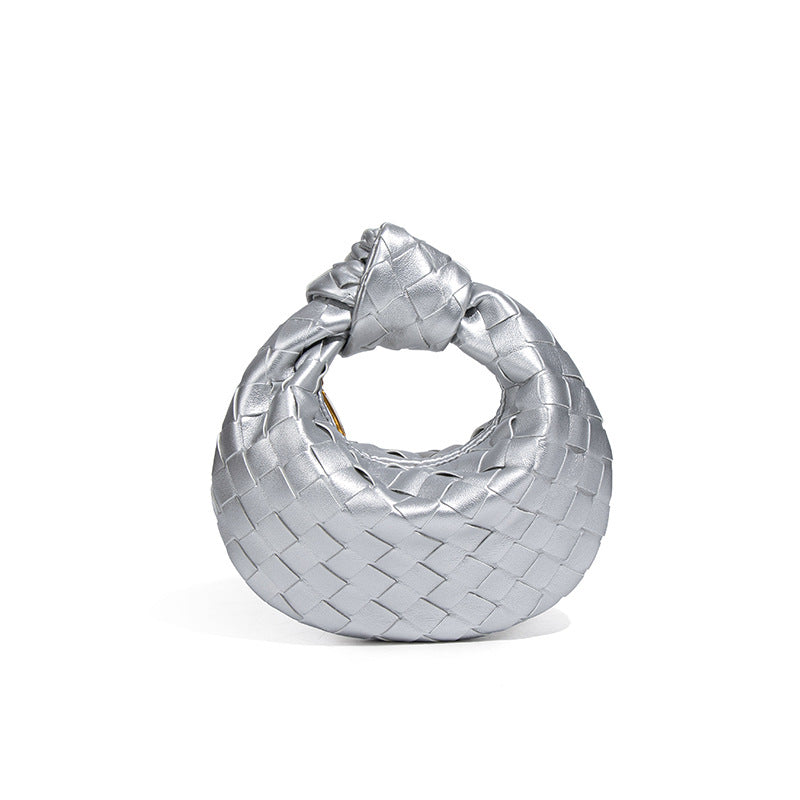 Women's Mini Woven Croissant Knotted Dumpling Convenient Handbags