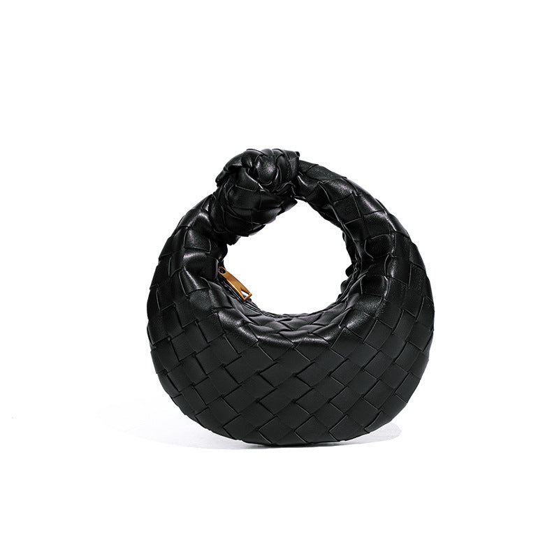 Women's Mini Woven Croissant Knotted Dumpling Convenient Handbags