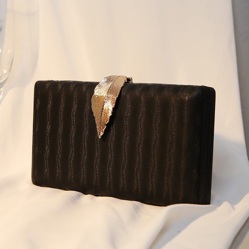 Women's Metal Leaf Dinner Printed Texture Clutch Evening Bags