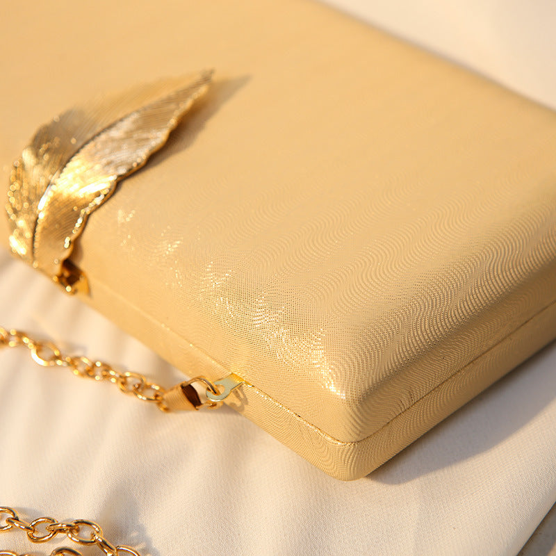 Women's Metal Leaf Dinner Printed Texture Clutch Evening Bags