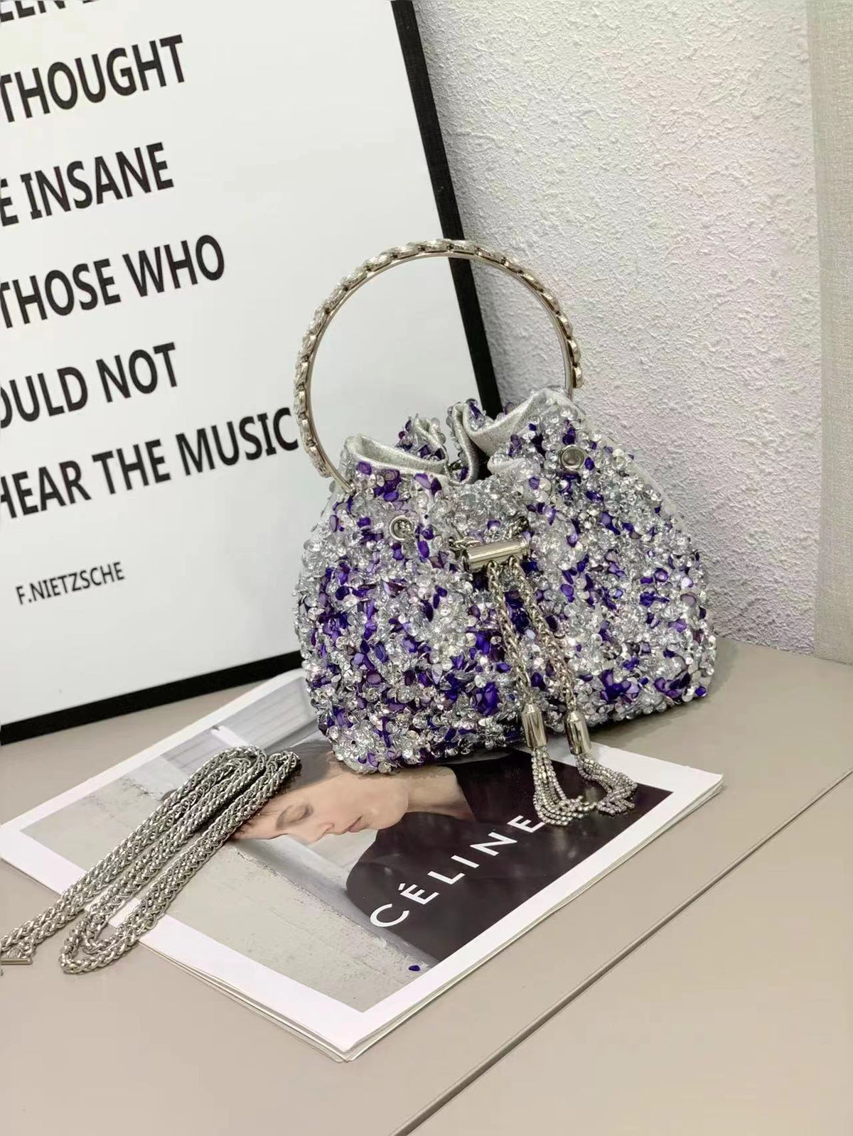 Women's Heron Live Streaming On Tassel Rhinestone Shoulder Bags