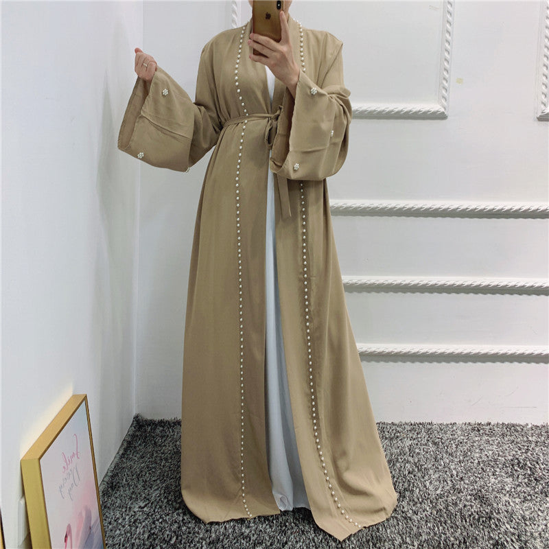 Beaded Open Abaya - Elegant & Temperament With Matching Belt (MOA090)
