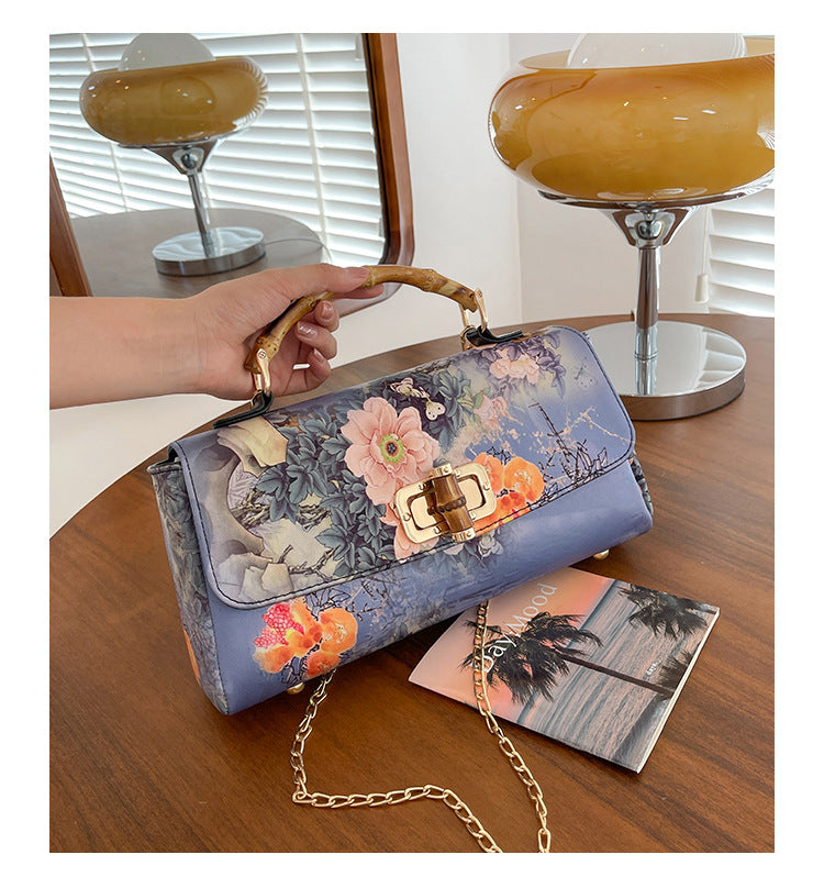 Women's High Quality Cheongsam Leather Antique Vintage Tote Bags