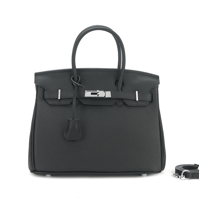 Sier Kelly Leather Large Capacity Litchi Handbags