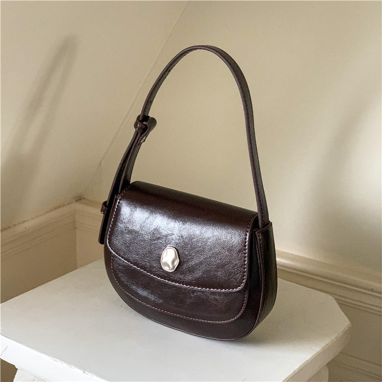 Women's Flip Portable High-grade Solid Color Simple Shoulder Bags