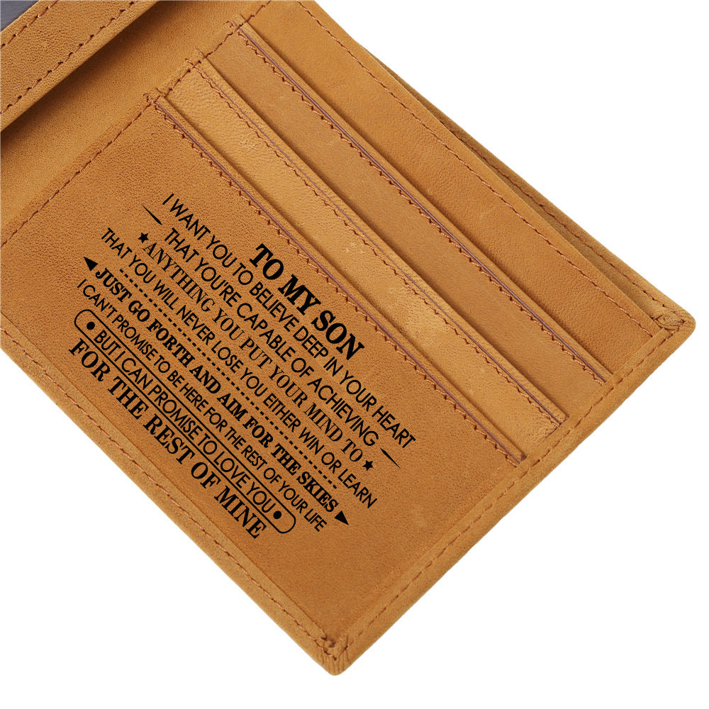 Men's Retro Crazy Horse Leather Genuine Laser Men's Wallets
