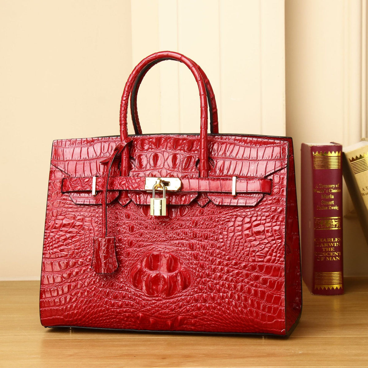 Women's Crocodile Leather Genuine Fashion Big Versatile Handbags